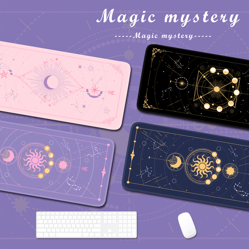 Laptop Accessories Gaming - 魔法の月の星が付いたゲームマウスパッド,大きいサイズ,紫,かわいいxxl,防水,滑り止め,ラップトップ,デスクアクセサリー