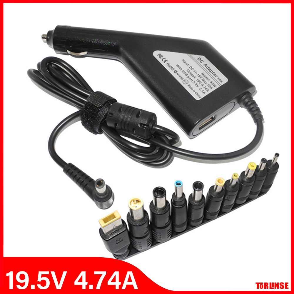 Laptop Accessories Dell - 車載充電器19V 4.74A 90W ユニバーサルノートパソコン用電源アダプター充電器 Lenovo、Asus、Acer、Dell、HP、Samsung、Toshiba対応 10種類のコネクター付き