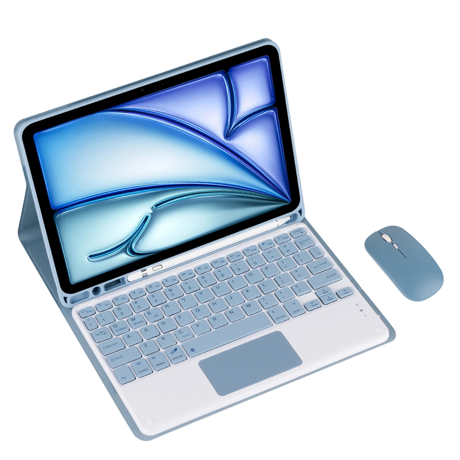 Mini Wireless Mouse - iPad Mini 6/Mini 7 2024 8.3インチ用キーボードケース＆マウス、取り外し可能なワイヤレスBluetoothキーボードカバー、内蔵ペンホルダー付き