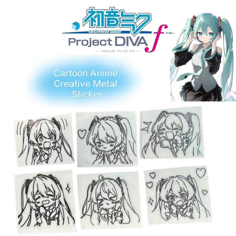 初音ミクのアニメキャラクターシリーズの金属製ステッカー。ノー - Laptop Accessories Decoration のレビューと価格