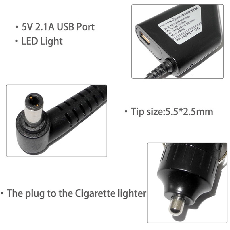 車載充電器19V 4.74A 90W ユニバーサルノートパソ - Laptop Accessories Dell のレビューと価格
